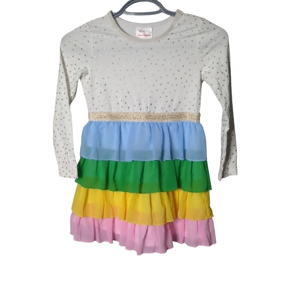 Hanna Andersson Rainbow Tulle Tiered Party Dress Size120cm US 6-7